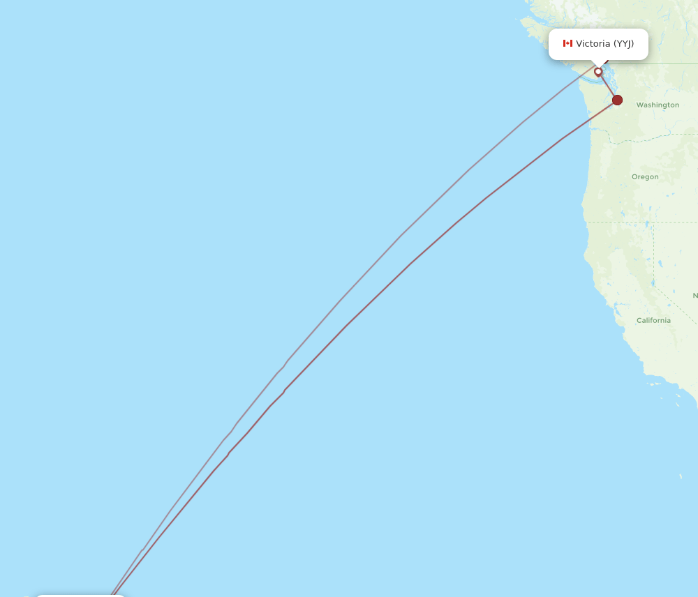 KOA to YYJ flights and routes map