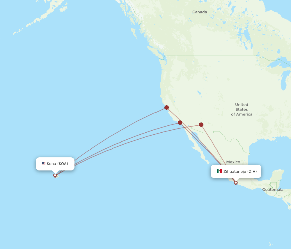 KOA-ZIH flight routes