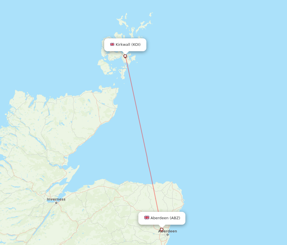 KOI to ABZ flights and routes map