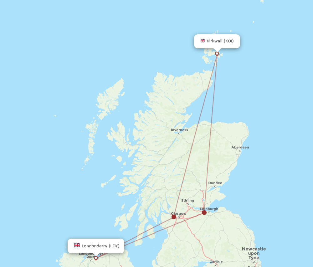 KOI-LDY flight routes