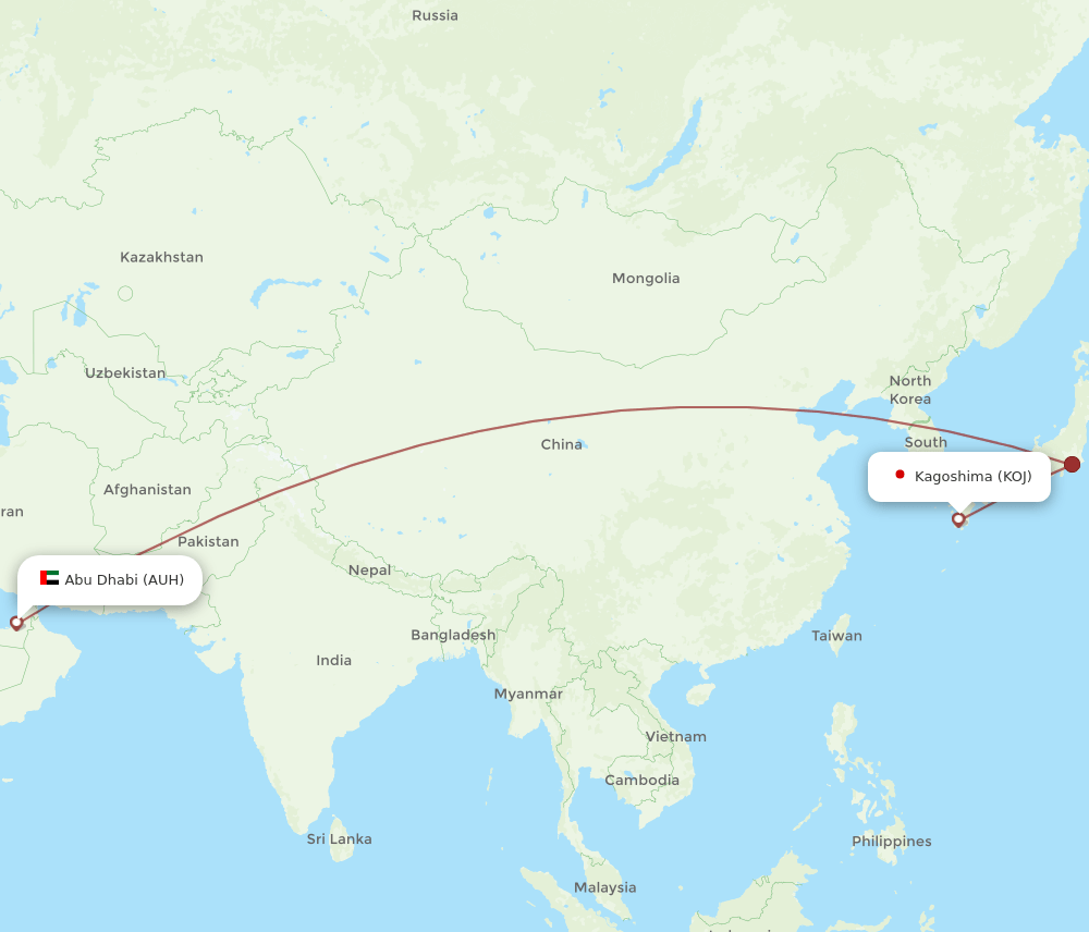 KOJ-AUH flight routes