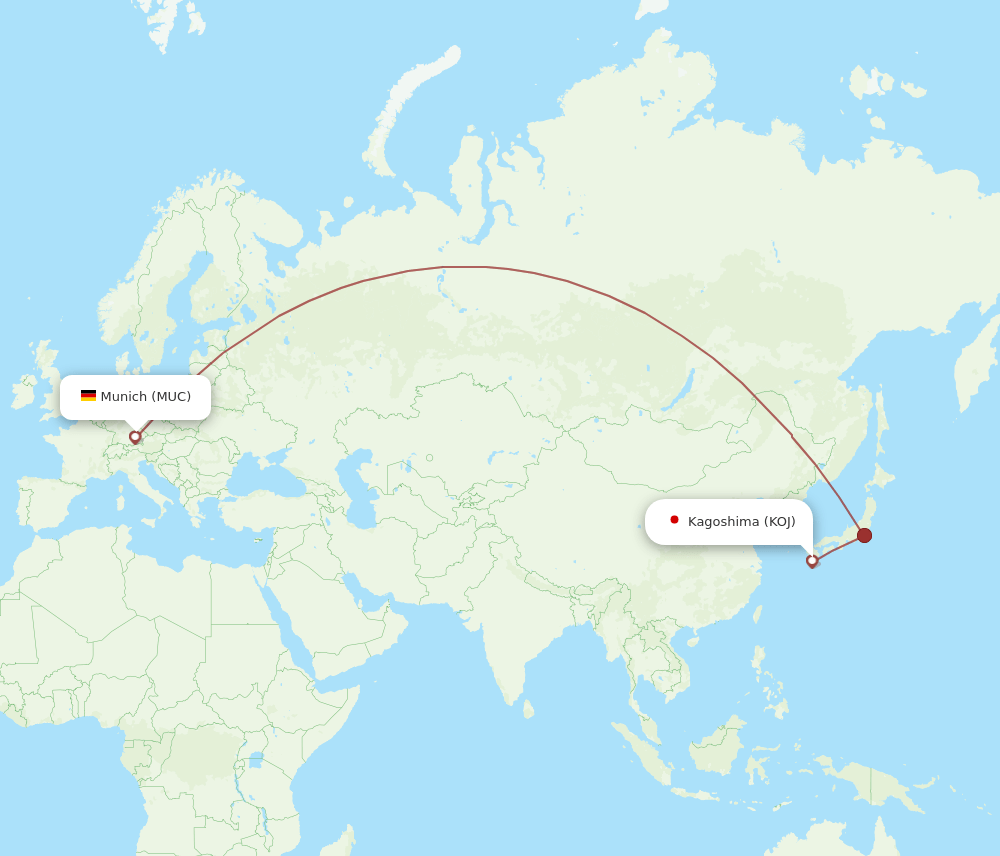 KOJ-MUC flight routes