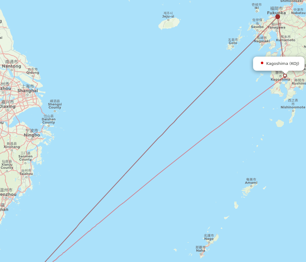 KOJ-TPE flight routes