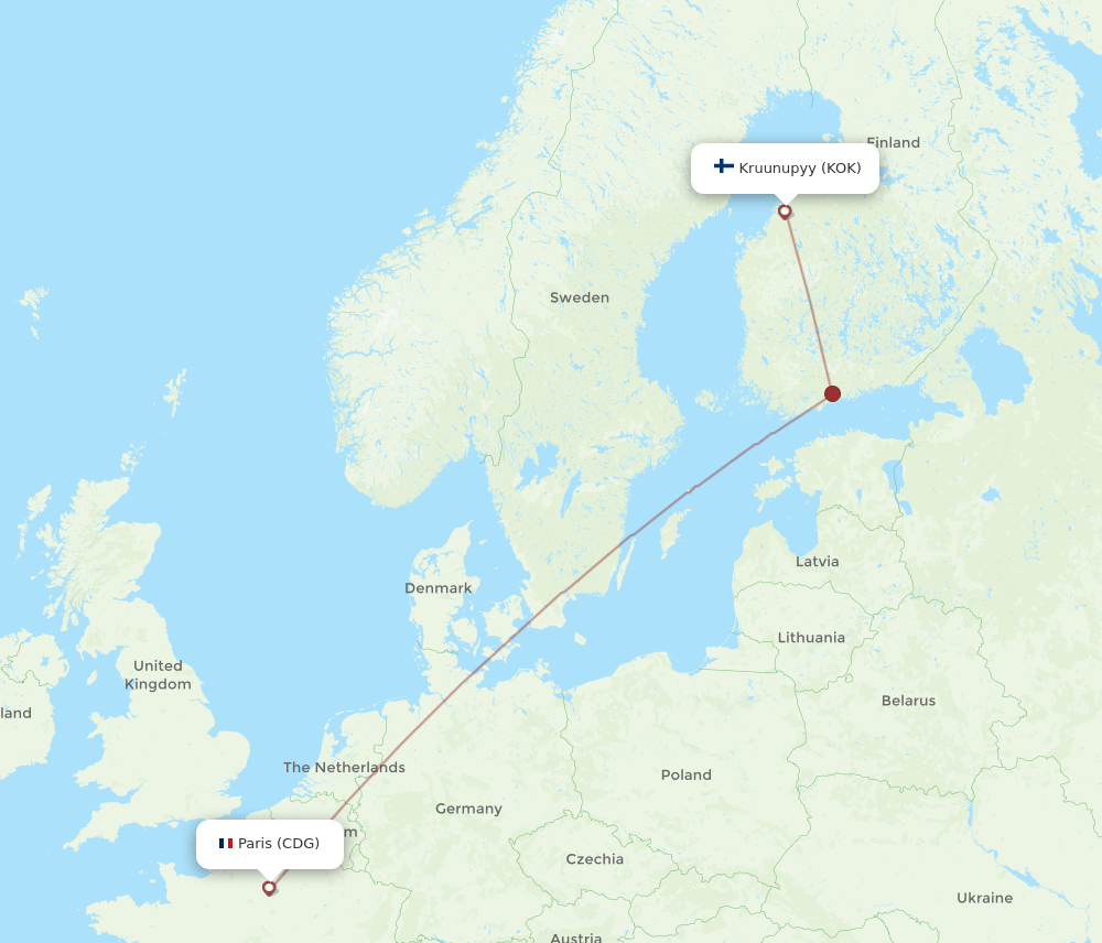 KOK-CDG flight routes