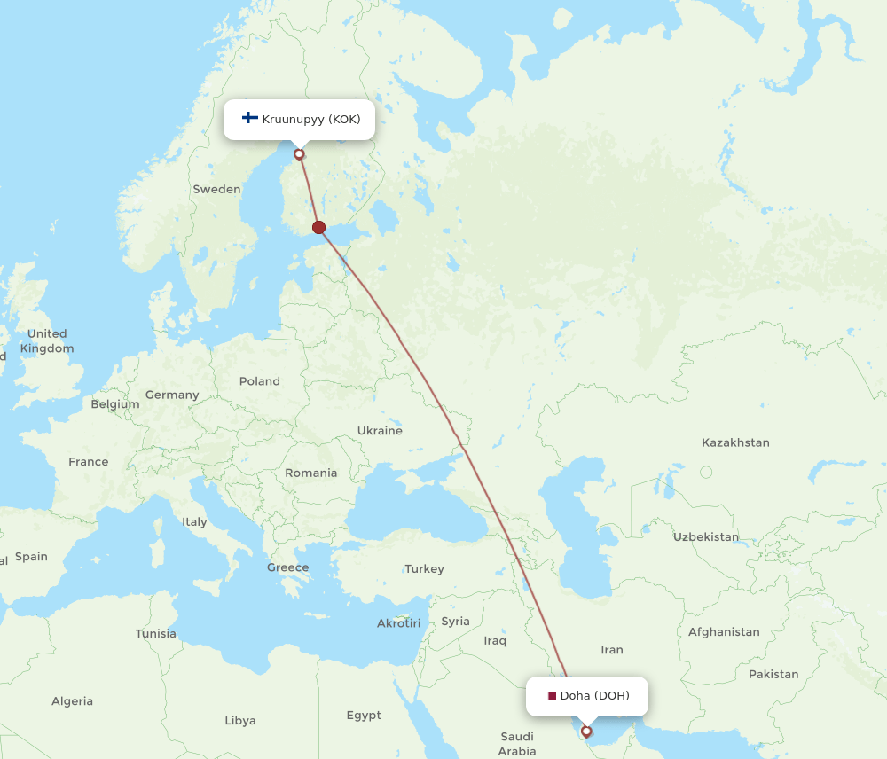 KOK-DOH flight routes