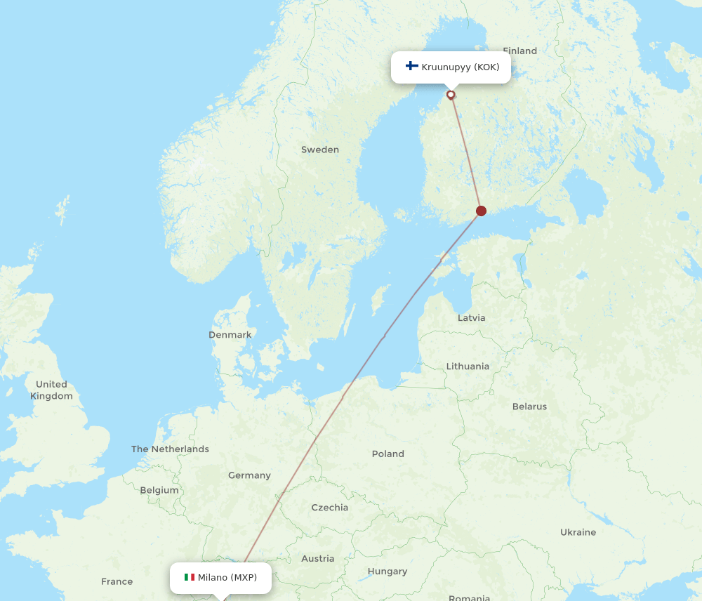 KOK-MXP flight routes