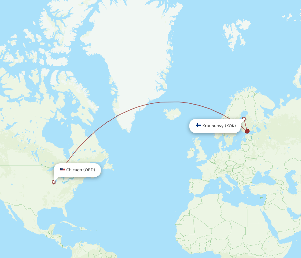 KOK-ORD flight routes