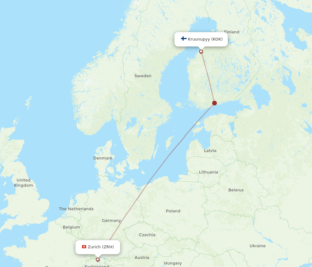 KOK-ZRH flight routes