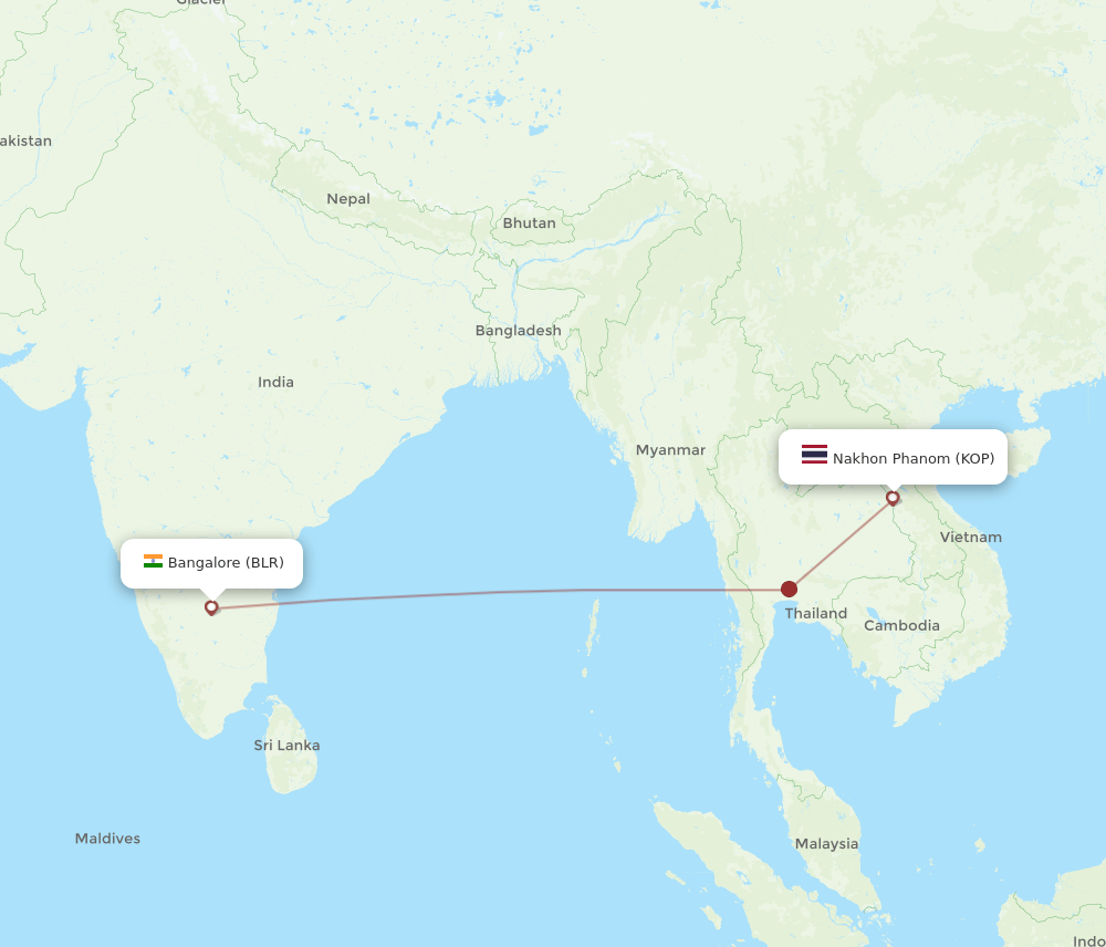 KOP-BLR flight routes