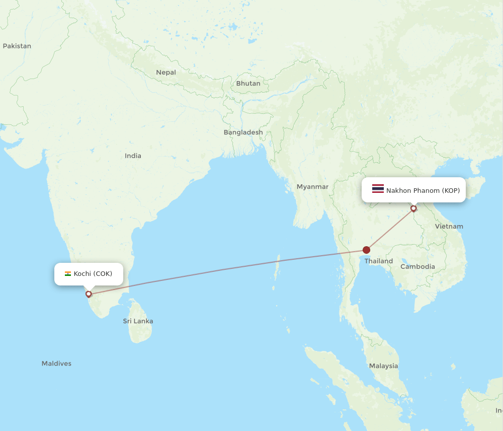 KOP-COK flight routes