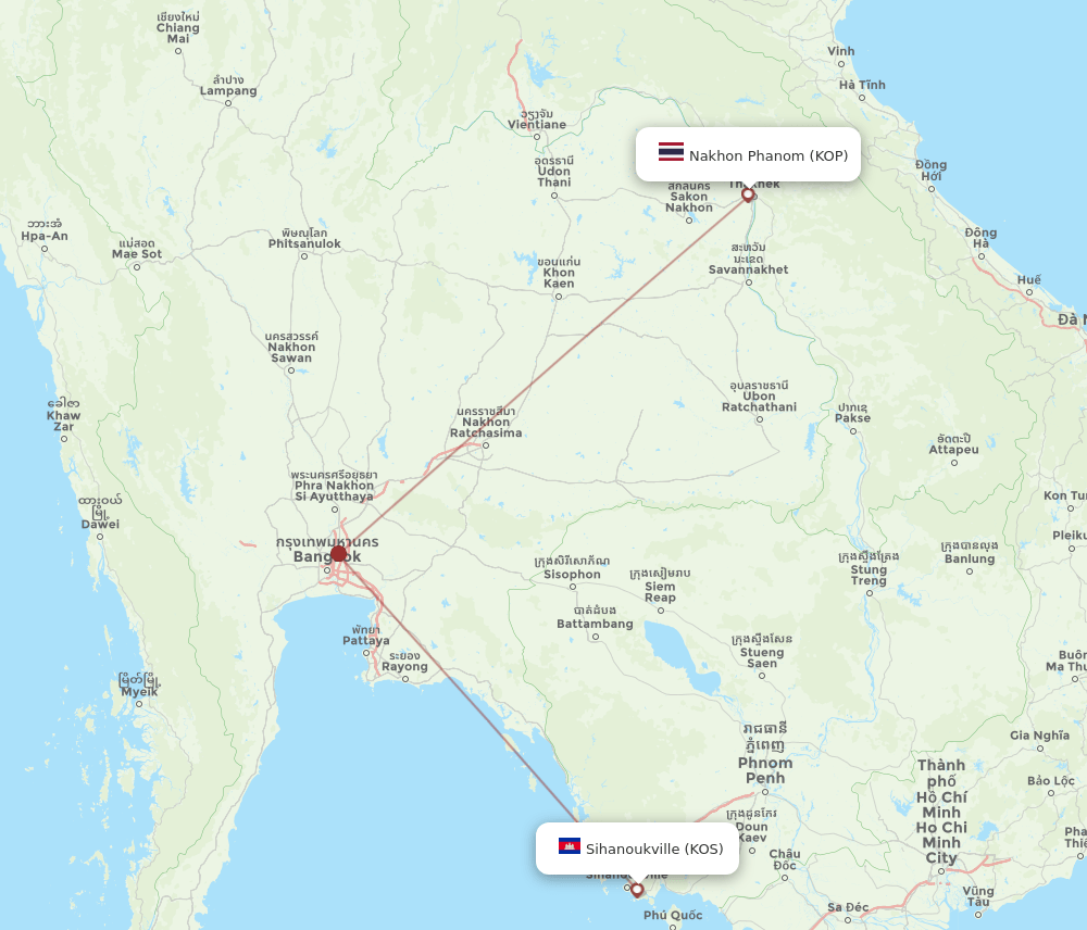 KOP to KOS flights and routes map
