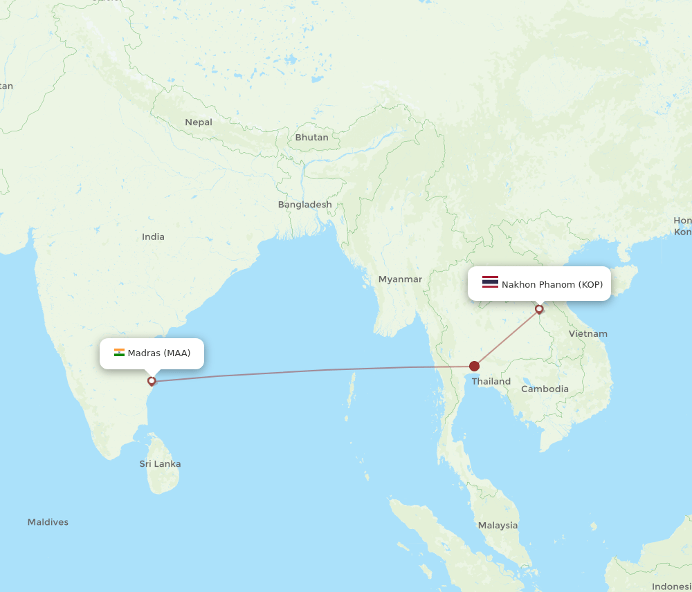 KOP-MAA flight routes