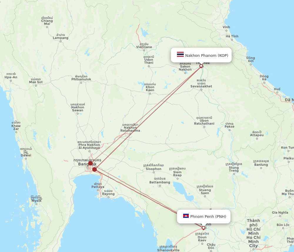 KOP-PNH flight routes