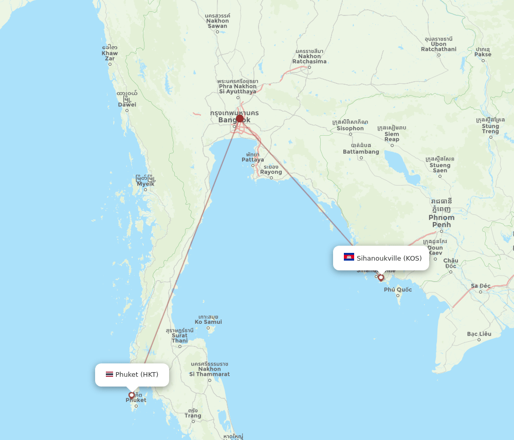 KOS-HKT flight routes