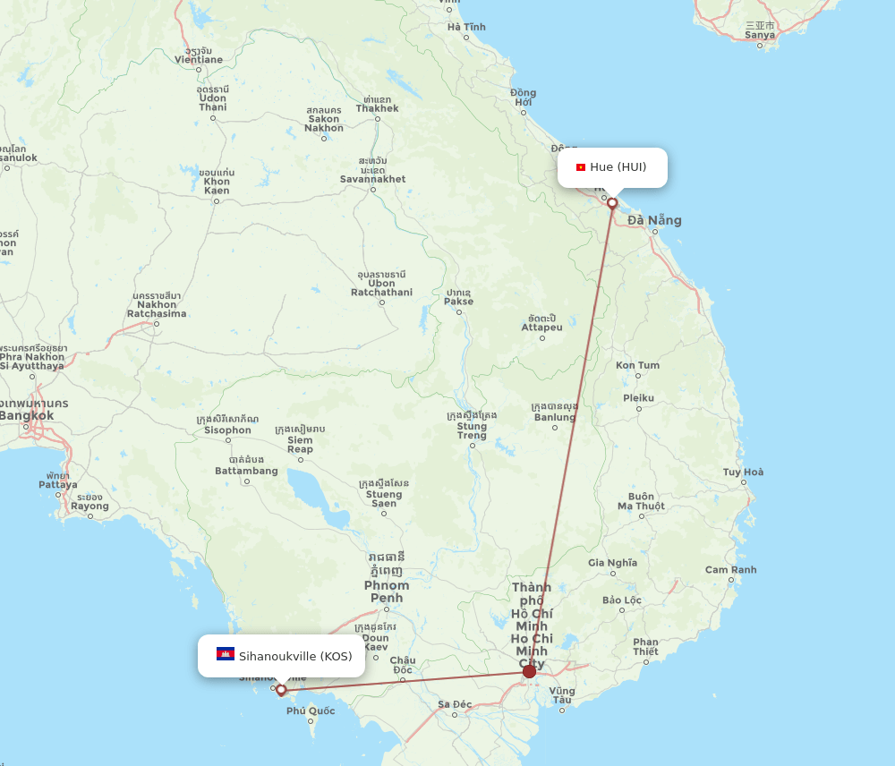 KOS-HUI flight routes