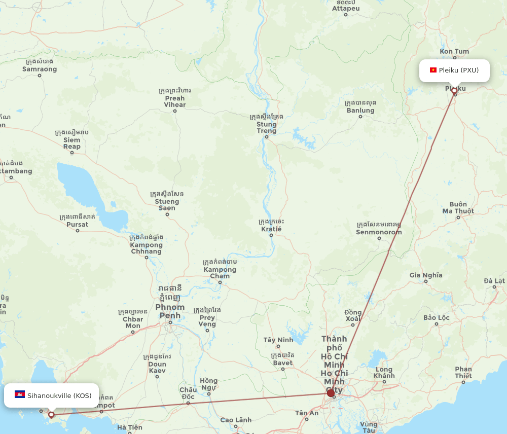 KOS to PXU flights and routes map