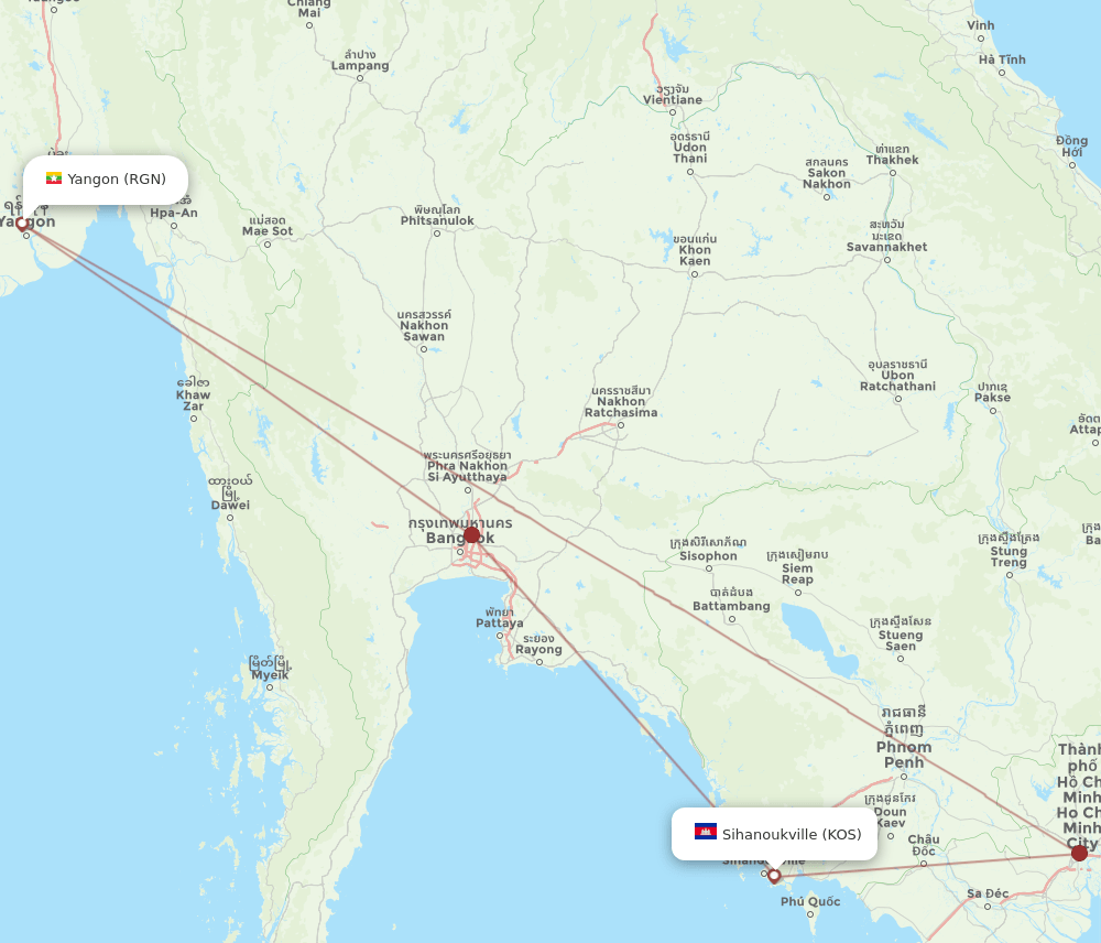 KOS-RGN flight routes