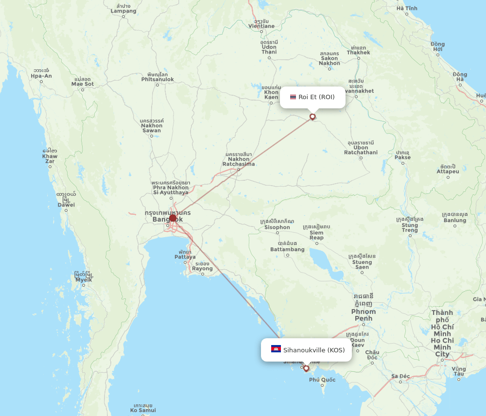 KOS-ROI flight routes