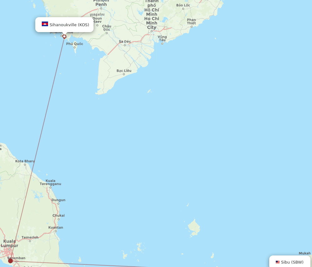 KOS-SBW flight routes