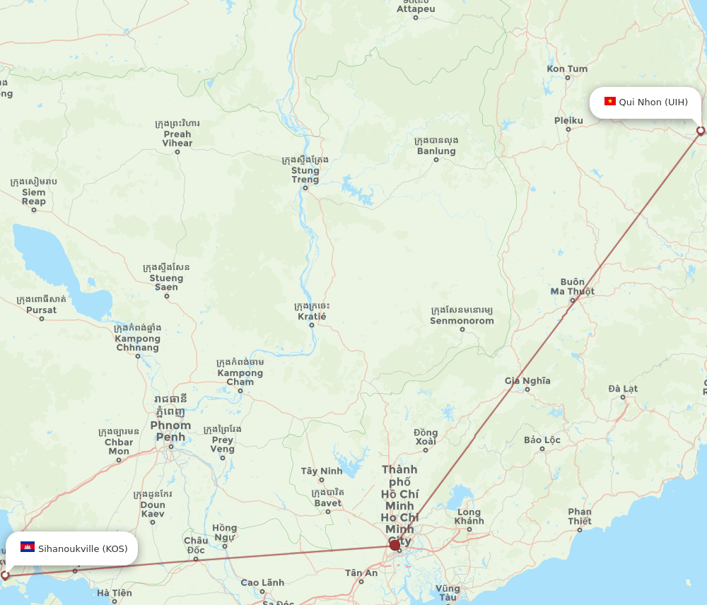 KOS-UIH flight routes