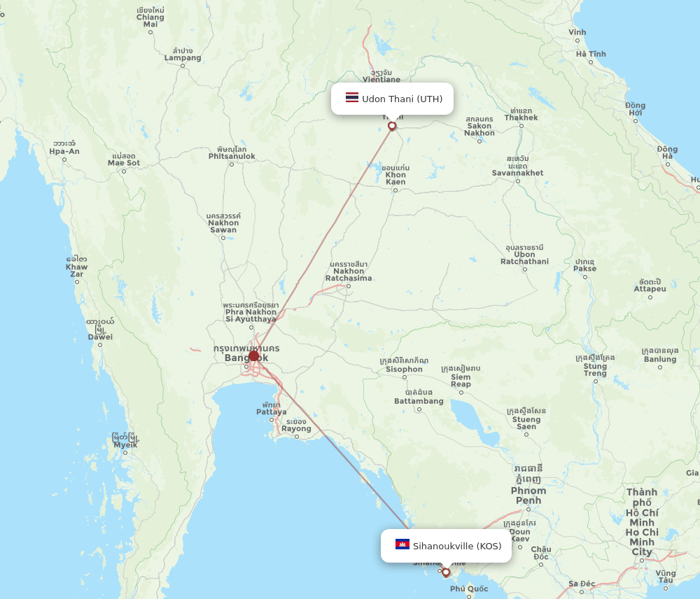 KOS-UTH flight routes