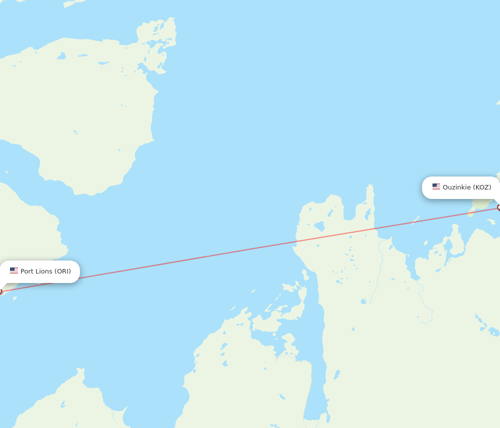 Ouzinkie - Port Lions route map and flight paths