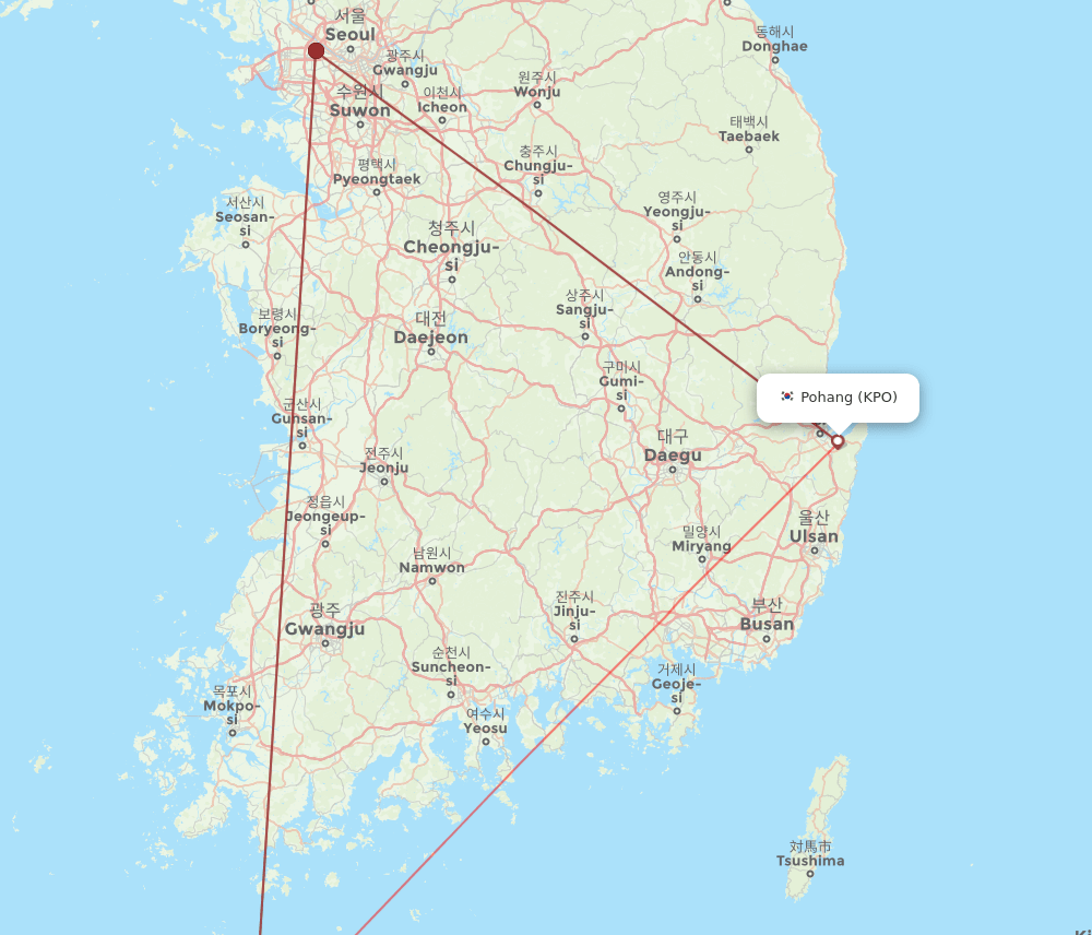 KPO to CJU flights and routes map