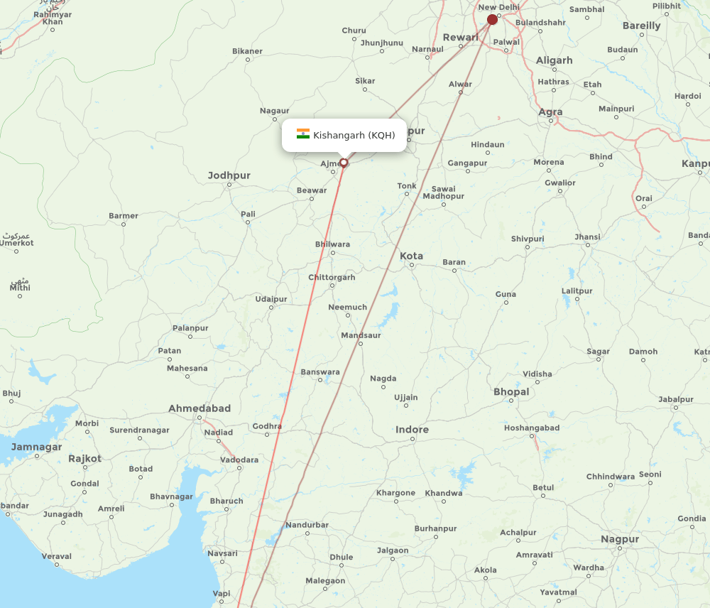 KQH-BOM flight routes