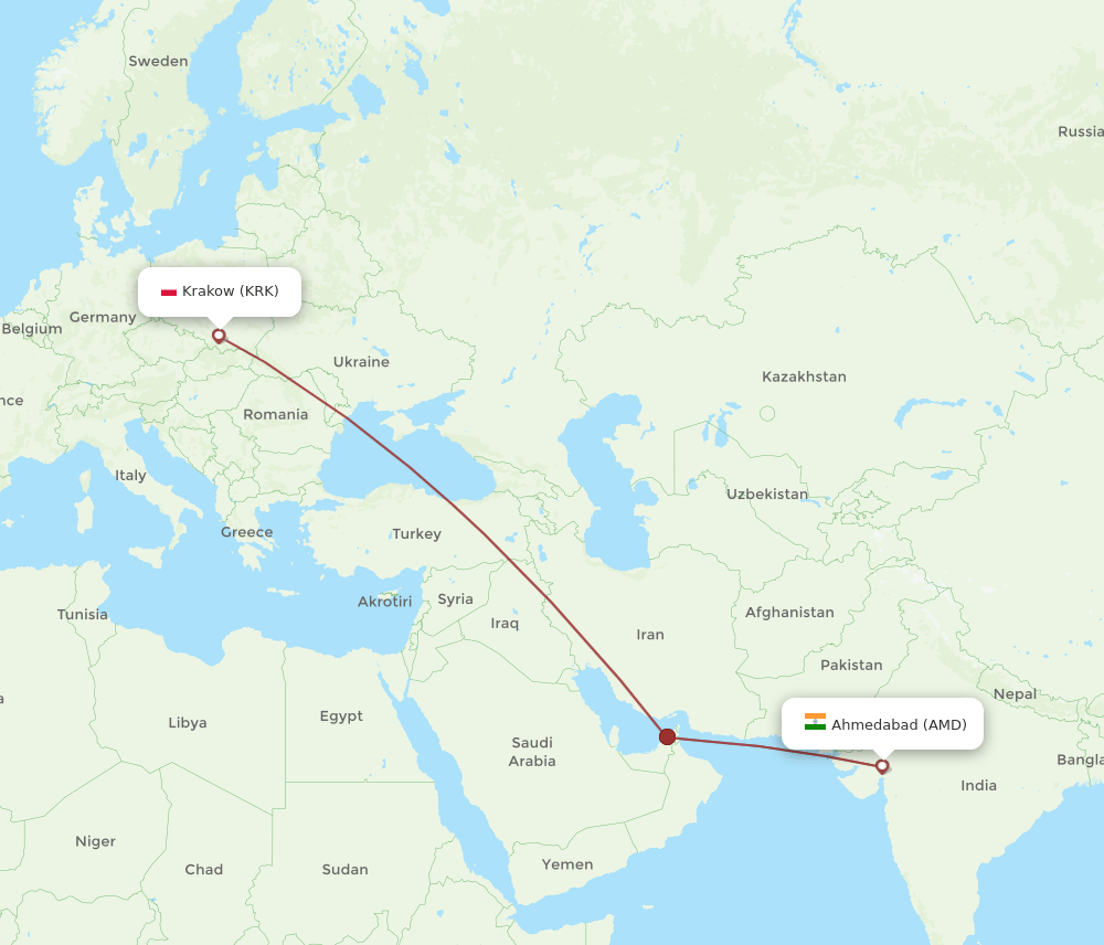 KRK-AMD flight routes