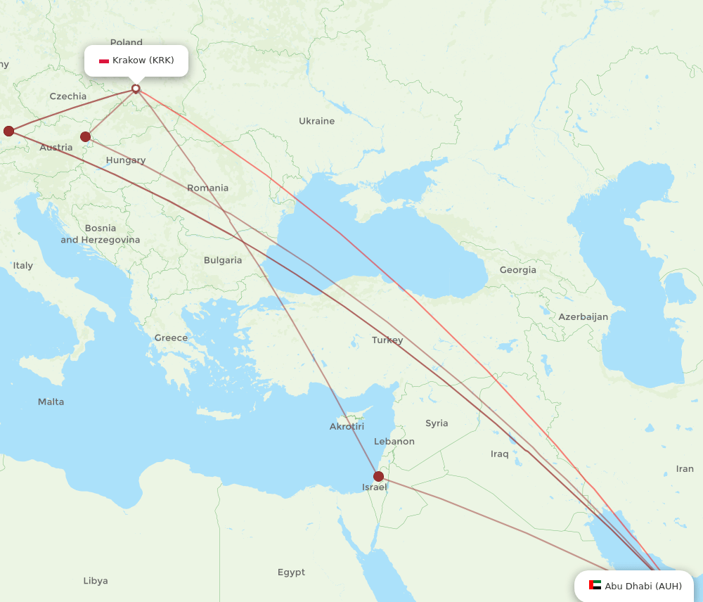 KRK-AUH flight routes