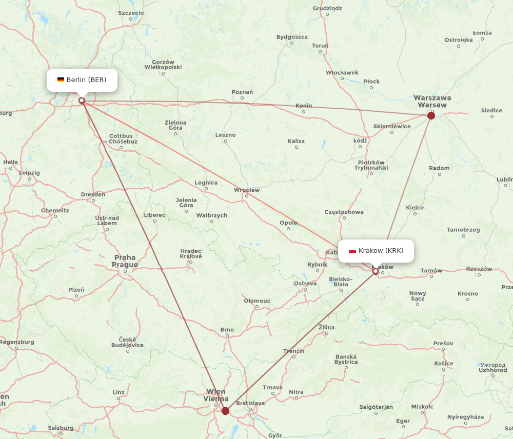 KRK-BER flight routes