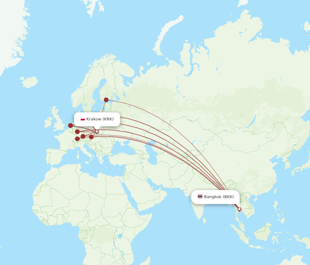 KRK-BKK flight routes