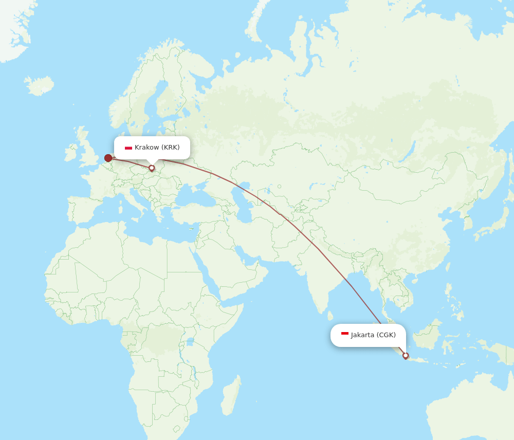 KRK-CGK flight routes