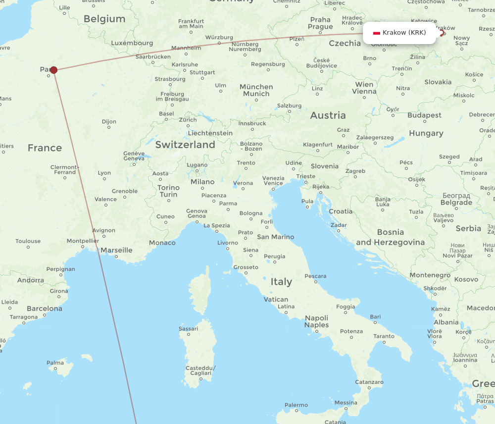 KRK to CZL flights and routes map