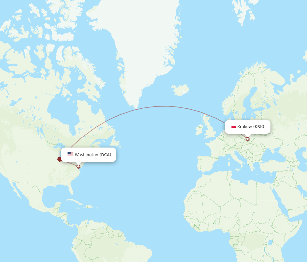 KRK-DCA flight routes