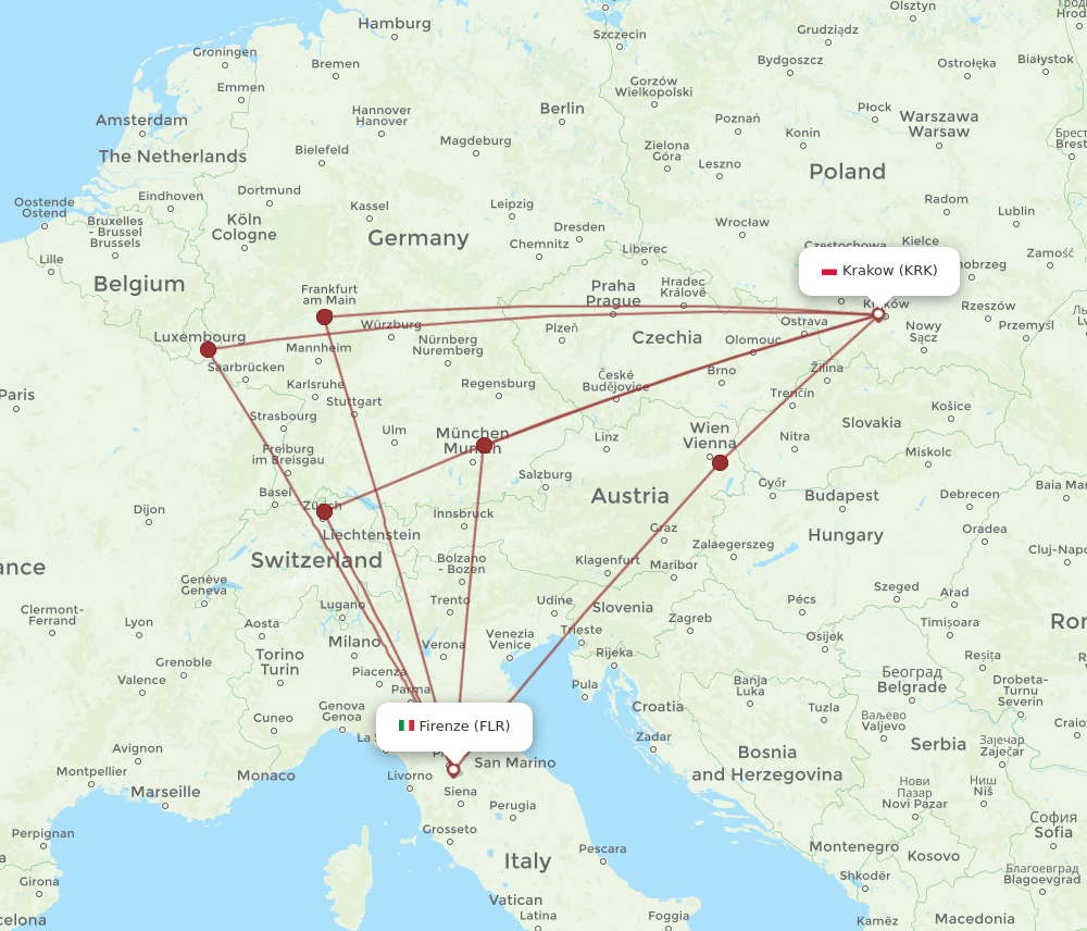 KRK-FLR flight routes