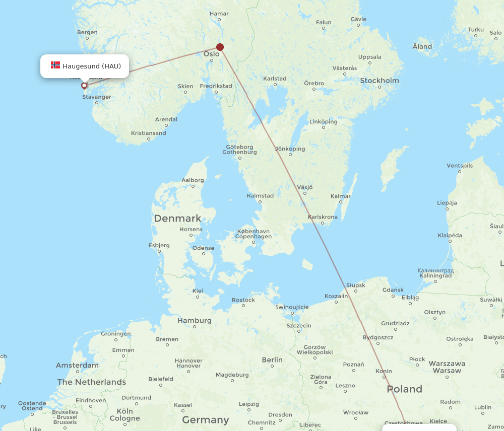 KRK-HAU flight routes