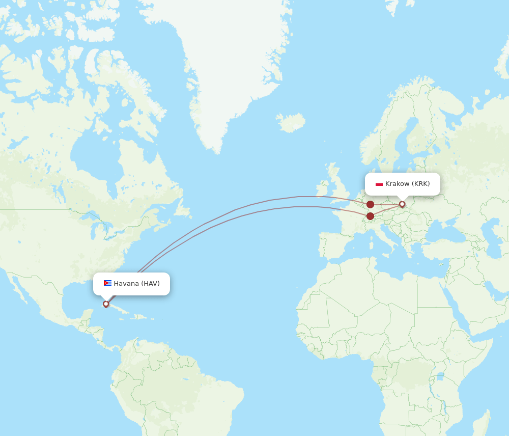 KRK-HAV flight routes