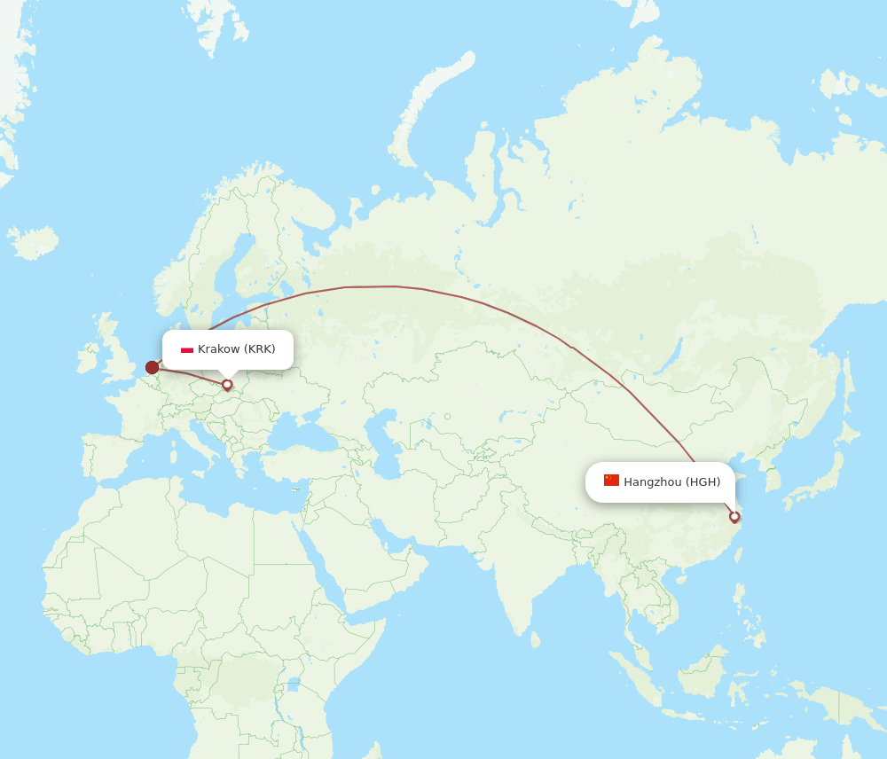 KRK to HGH flights and routes map