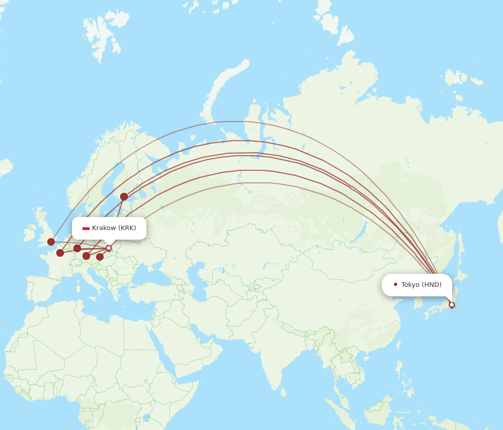 KRK-HND flight routes