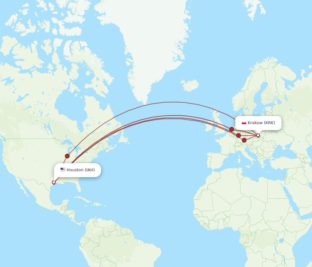 KRK-IAH flight routes