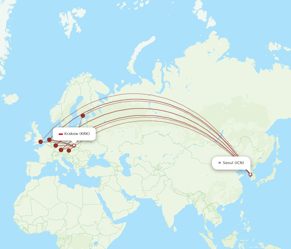 KRK-ICN flight routes