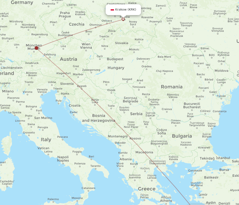 KRK-KGS flight routes