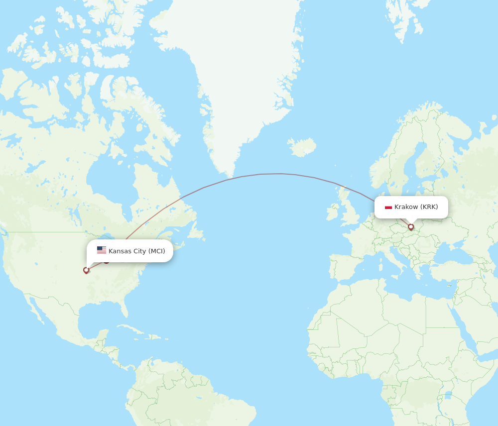 KRK to MCI flights and routes map
