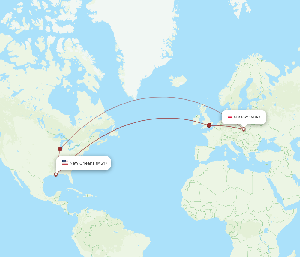 KRK-MSY flight routes