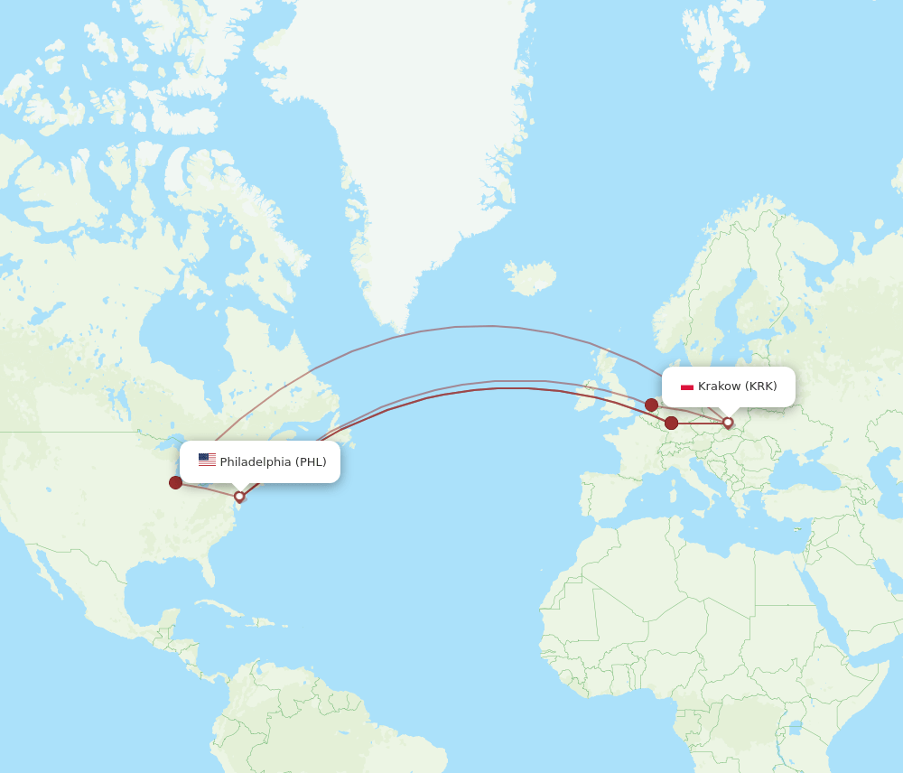 KRK-PHL flight routes