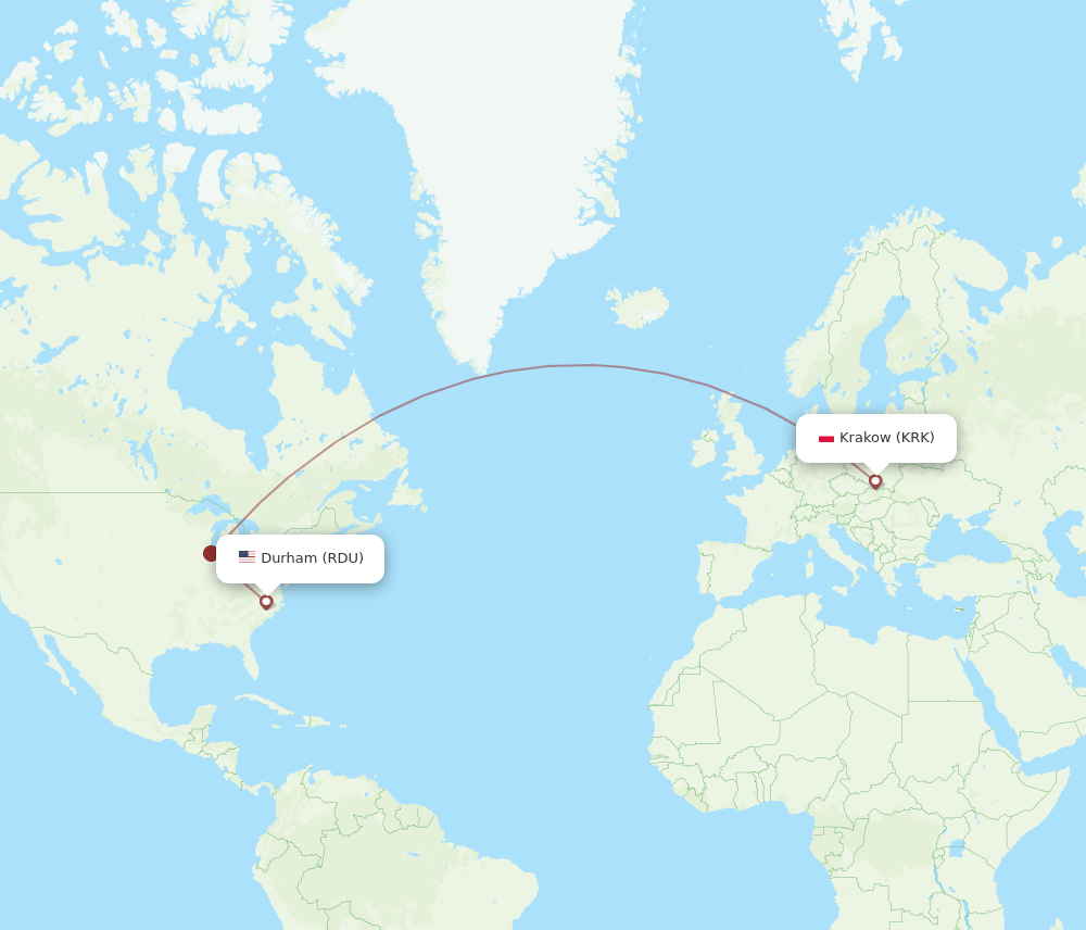 KRK-RDU flight routes