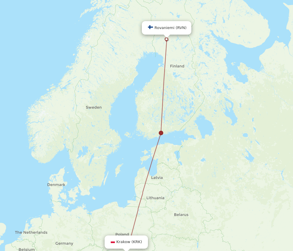 KRK-RVN flight routes