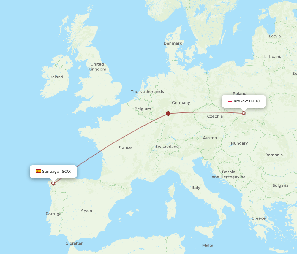 KRK-SCQ flight routes