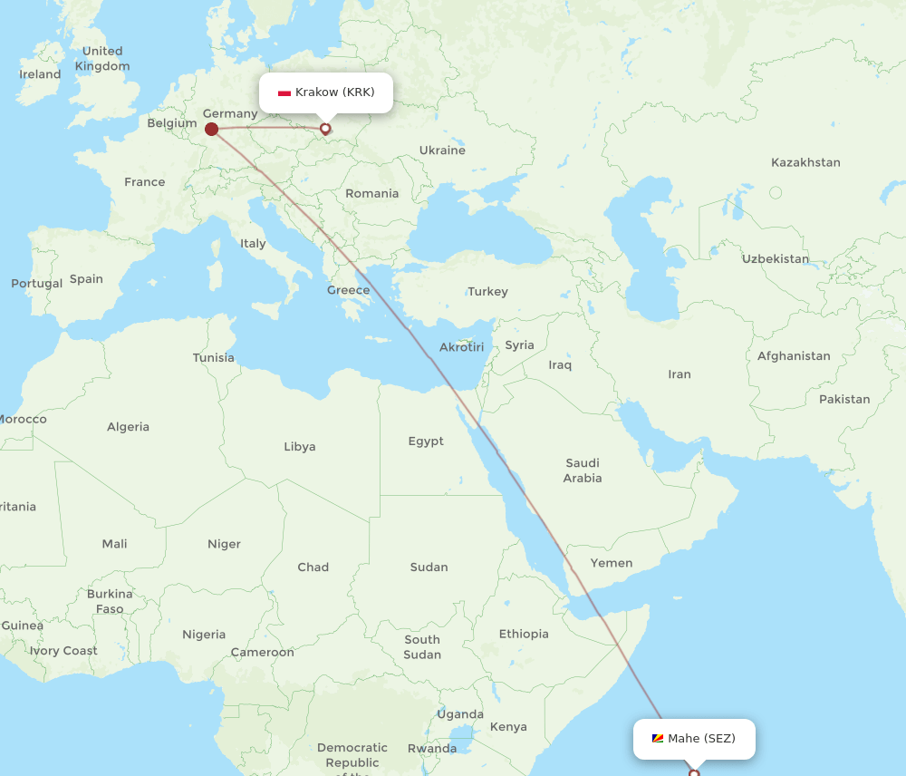 KRK-SEZ flight routes